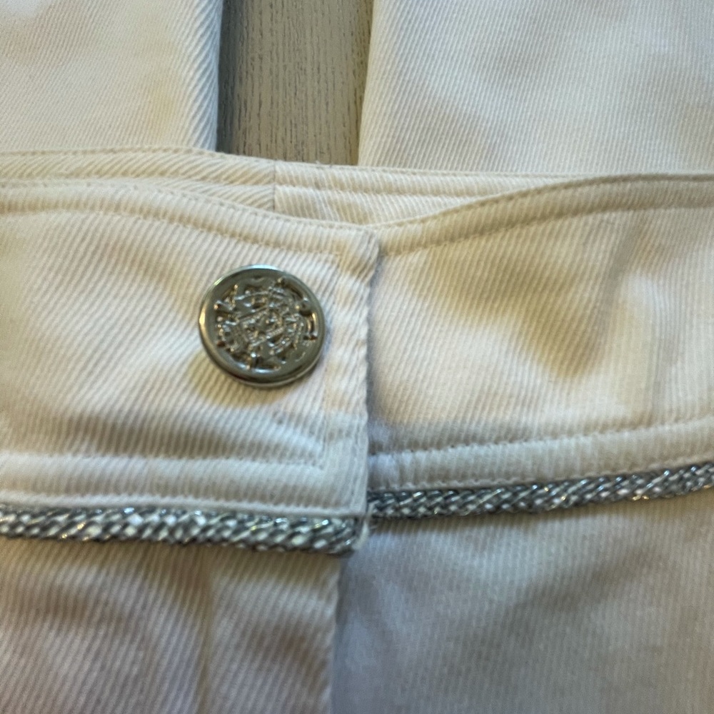 Cache, Silver Chain designed White Jeans Sz 0 - Picture 3 of 9